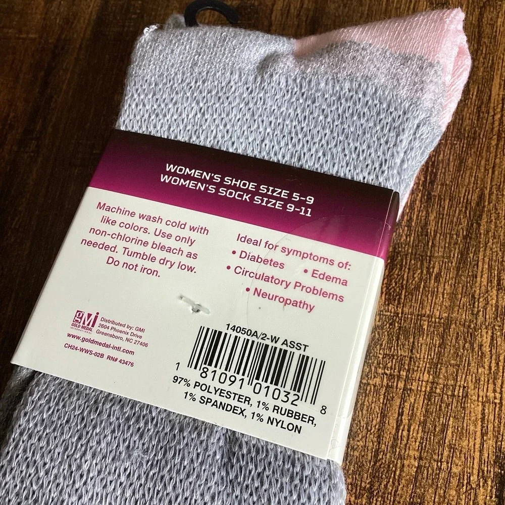 Women's Challenge Wellness‎ Non-Binding Crew Socks Diabetes Edema Neuropathy 5-9